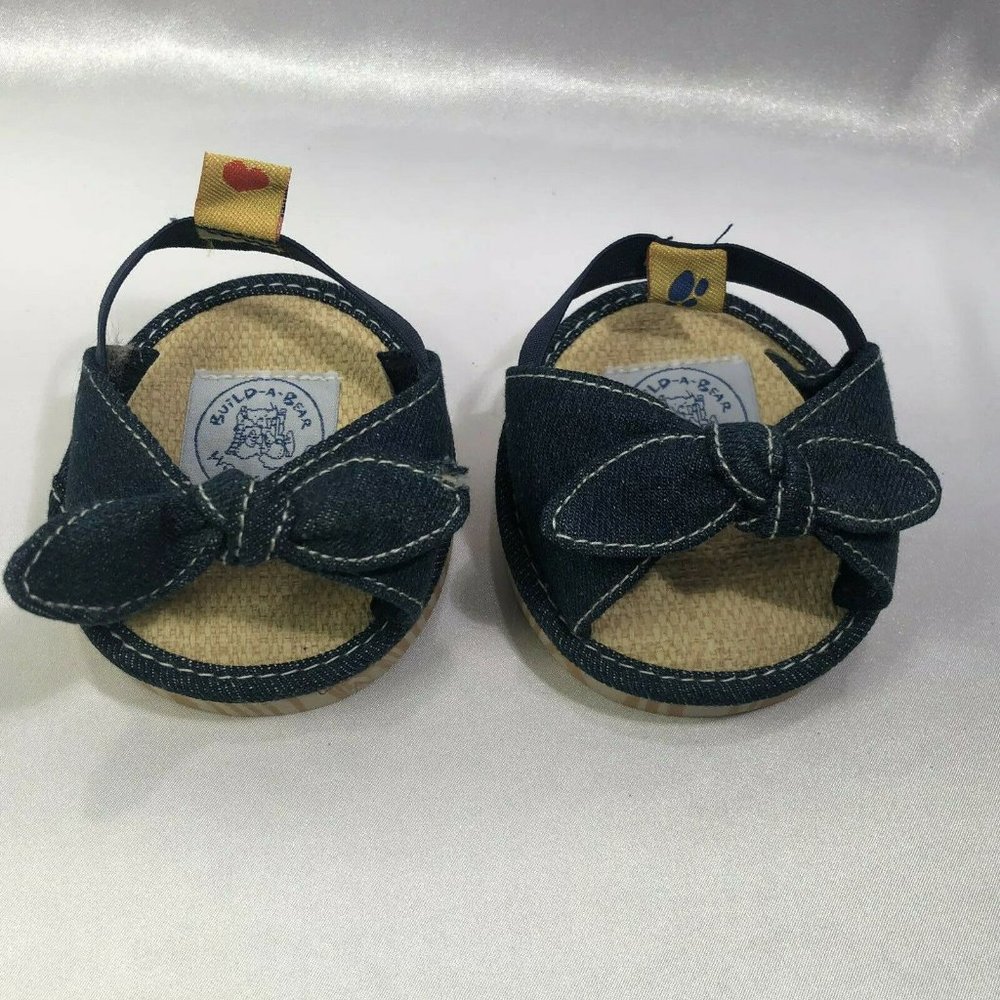 Build A Bear Shoes Blue Denim Knotted Bow Sandals